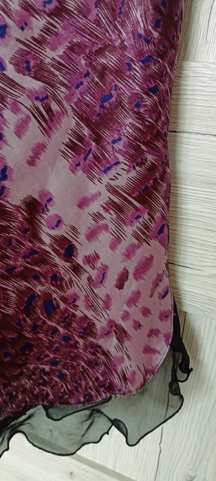 Slip dress sukienka bieliźniana halka fiolet tiul rozcięcie z boku M