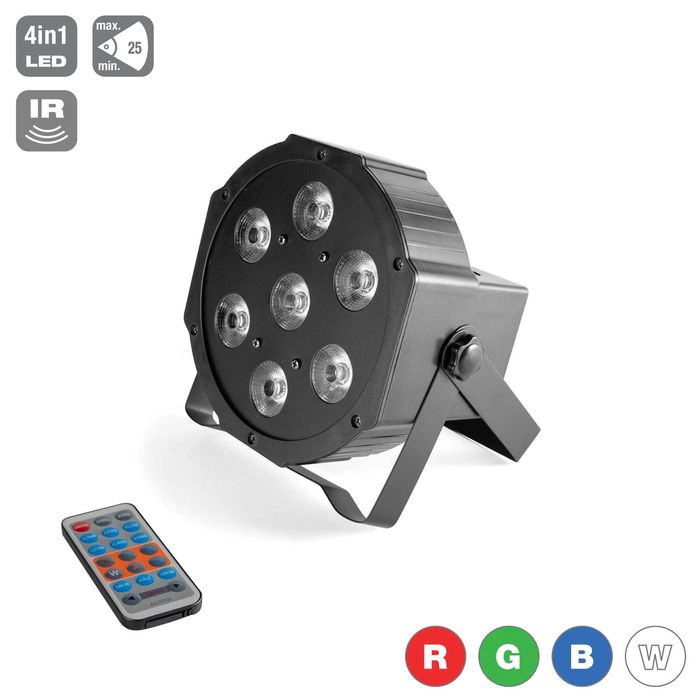 Reflektor PAR LED 7x10W RGBW Mix kolorów Strobo DMX + Pilot Dużo Rabat