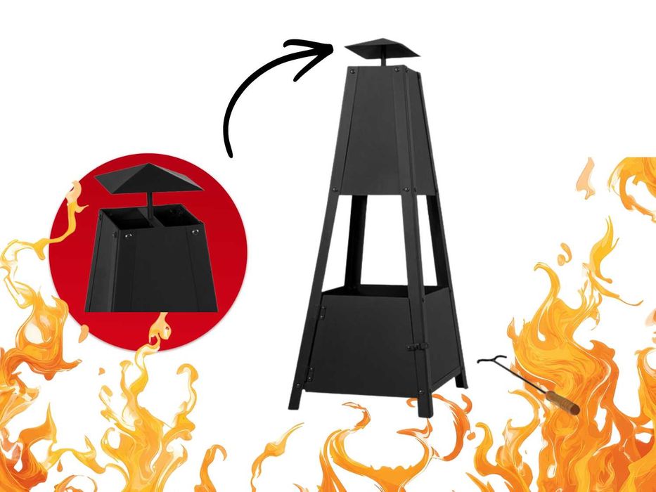Nowoczesny Kominek Ogrodowy Piramida Palenisko Tarasowe Grill