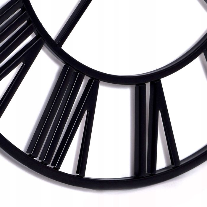 Zegar rzymski vintage retro loftowy czarny metalowy ścienny loft 50 cm