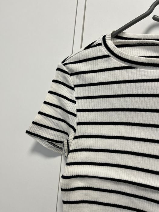 prążkowany top w biało-czarne paski H&M S