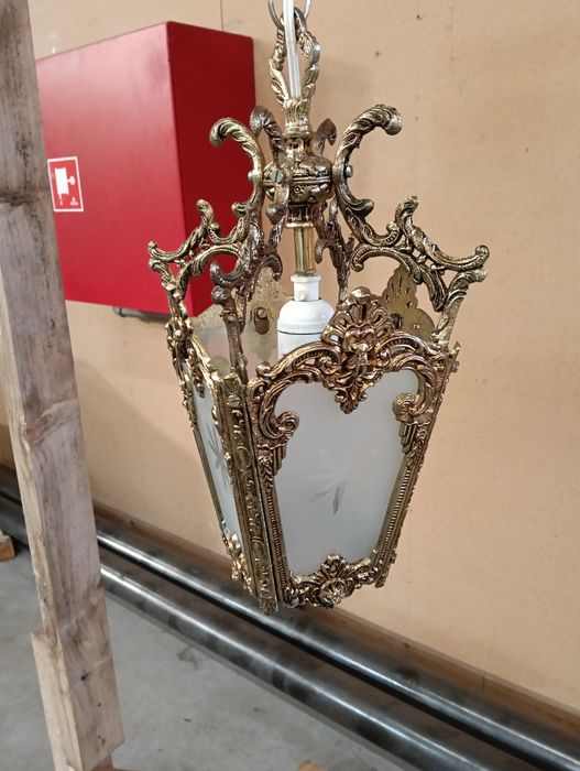 Piękna antyczna lampa lampion mosiężna