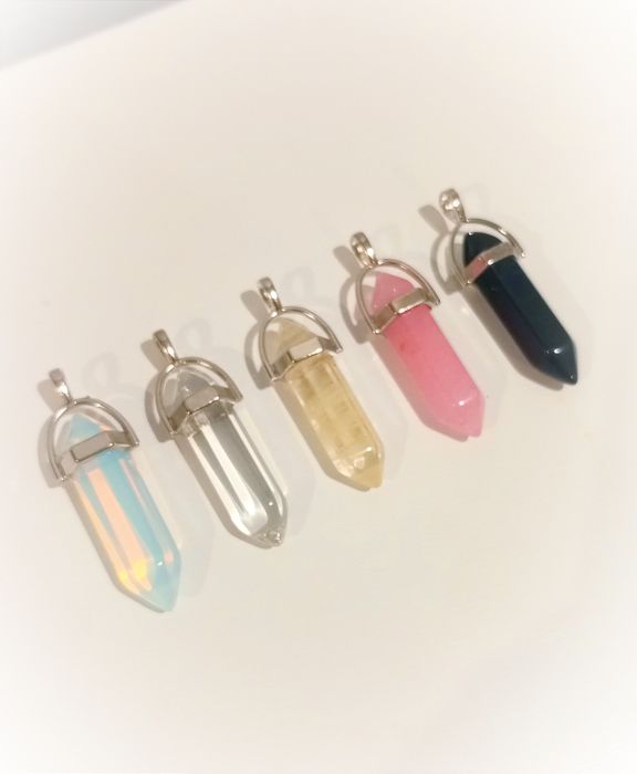 5 wisiorków Opal Kryształ górski Cytryn Kwarc Różowy Turmalin