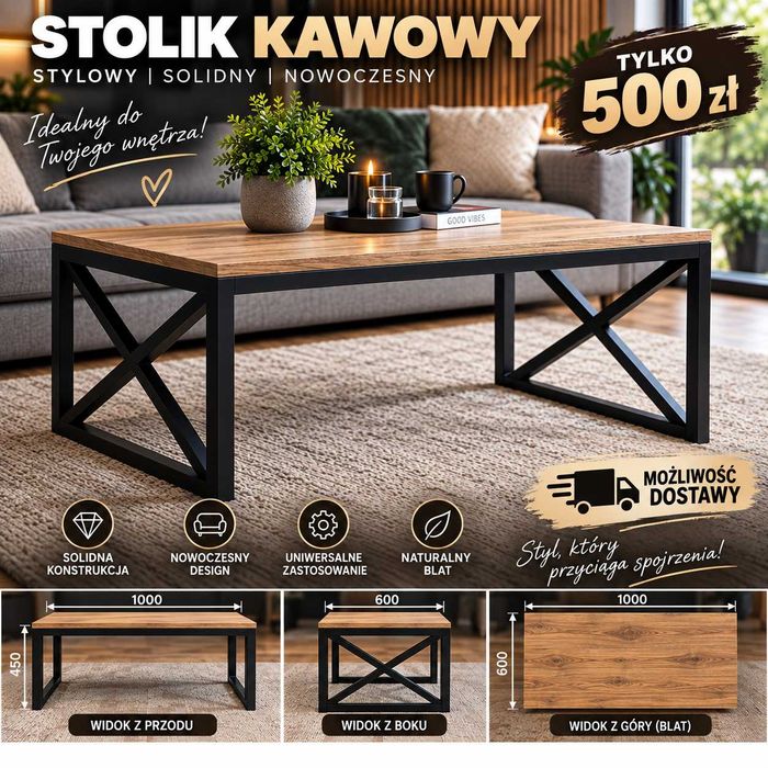 Stolik kawowy loftowy