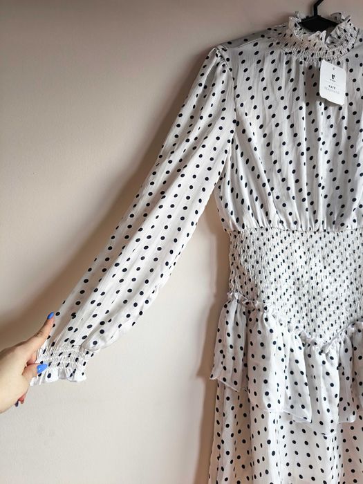 Sukienka V by Very klasyczne czarne grochy na białym tle -rozmiar M/38