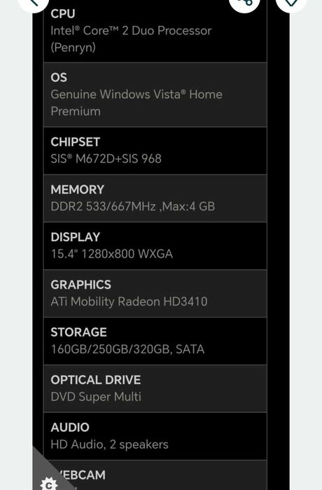 Laptop MSI VX600X