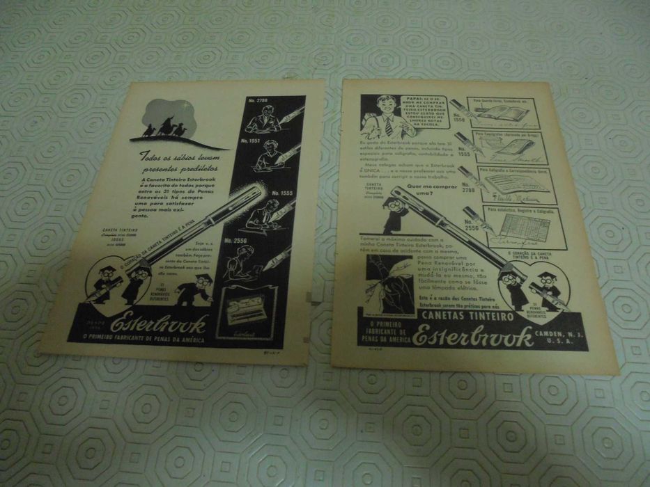 Publicidades de Canetas Esterbrook dos anos 40/50 todas diferentes