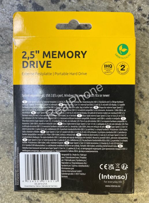 Зовнішній накопичувач Intenso 2,5 Memory Drive 1TB USB 3.2 Black