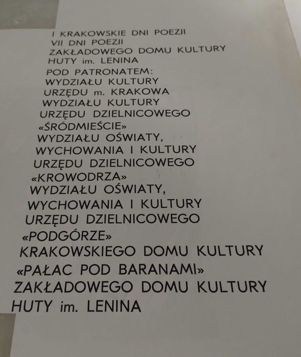 I Krakowskie Dni Poezji 1974 r Unikat Program