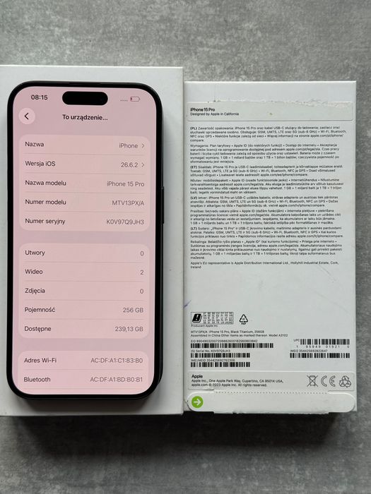 Apple iPhone 15 pro 256 GB Bateria 87%