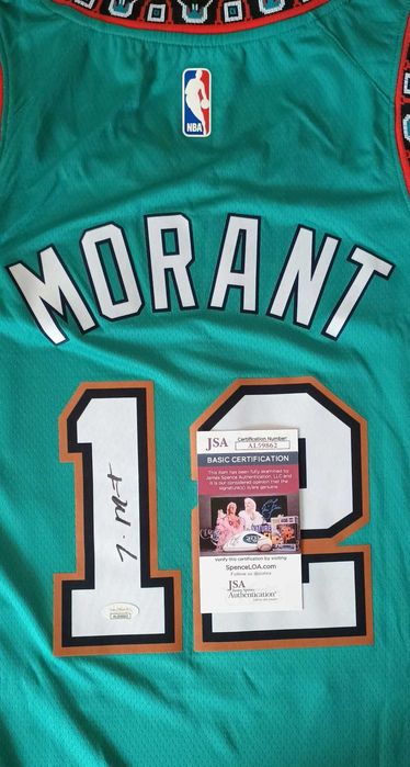 Ja Morant Memphis Grizzlies NBA koszulka autograf podpis JSA cert