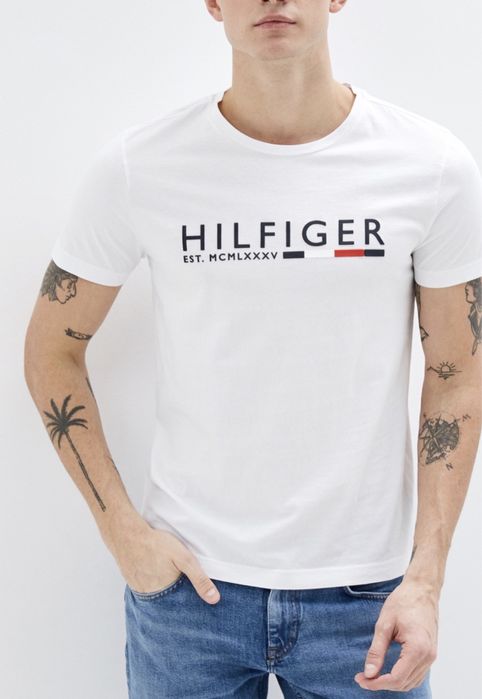 Мужские футболки Tommy Hilfiger унисекс томми хилфигер белая сумка