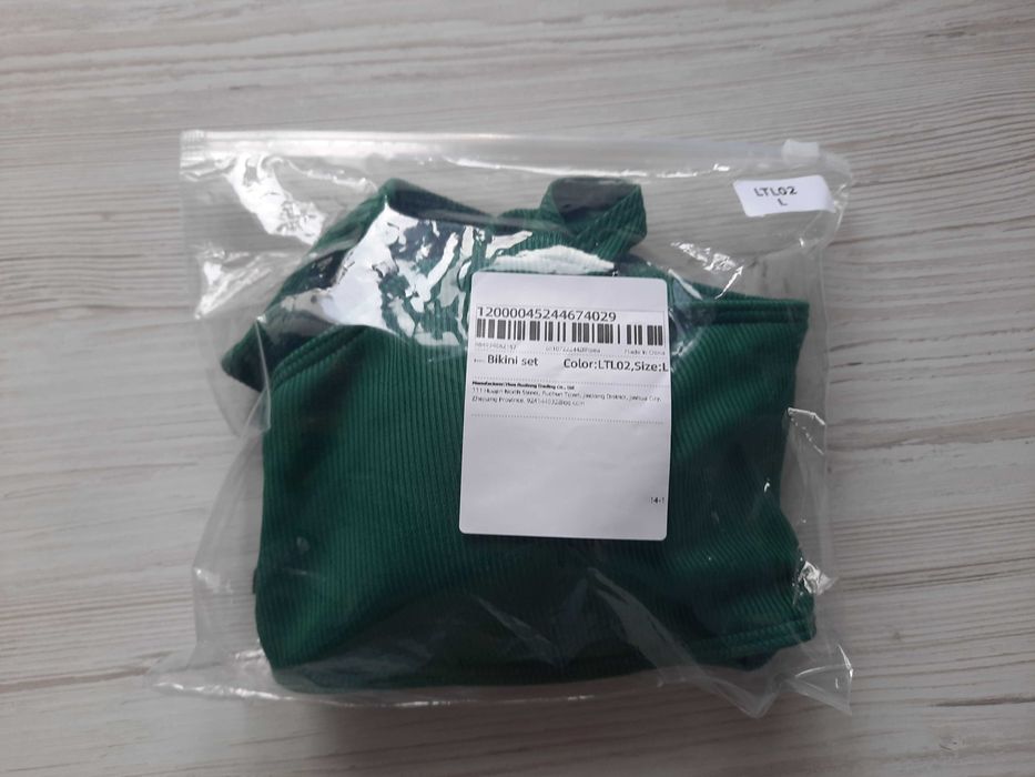 Зеленый купальник монокини на одно плечо L XL в рубчик мягкая чашка