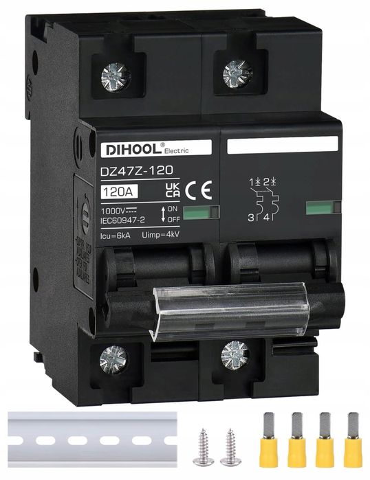 Przełącznik zasilania fotowoltaicznego DIHOOL 1000V DC, PLC, 2 bieguny 125A