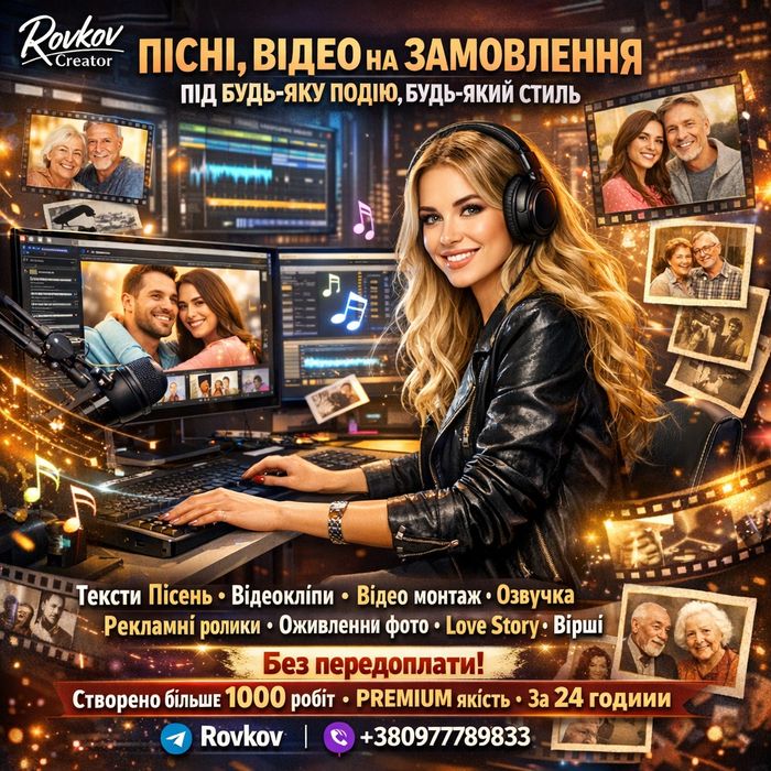 Пісня на замовлення,в подарунок, оживлення фото, відеокліп, відео