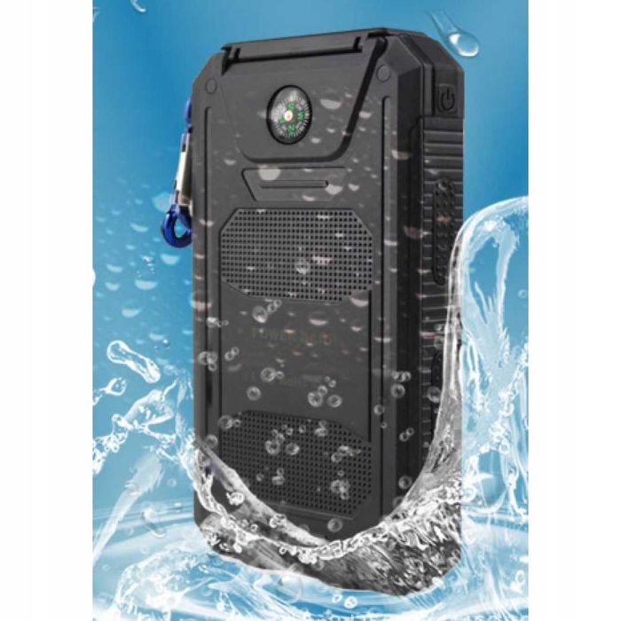 Powerbank 10 0000 mAh Solarny Wodoodporny - ładowarka, latarka, kompas