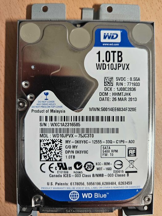 Жесткий диск Western Digital Blue 1TB 5400rpm 8MB WD10JPVX 2.5 SATAIII