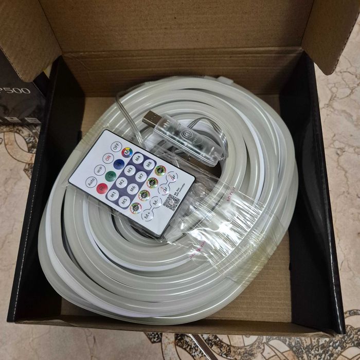 Розумна гнучка LED RGB неонова стрічка 10 м з USB, пультом і Bluetooth