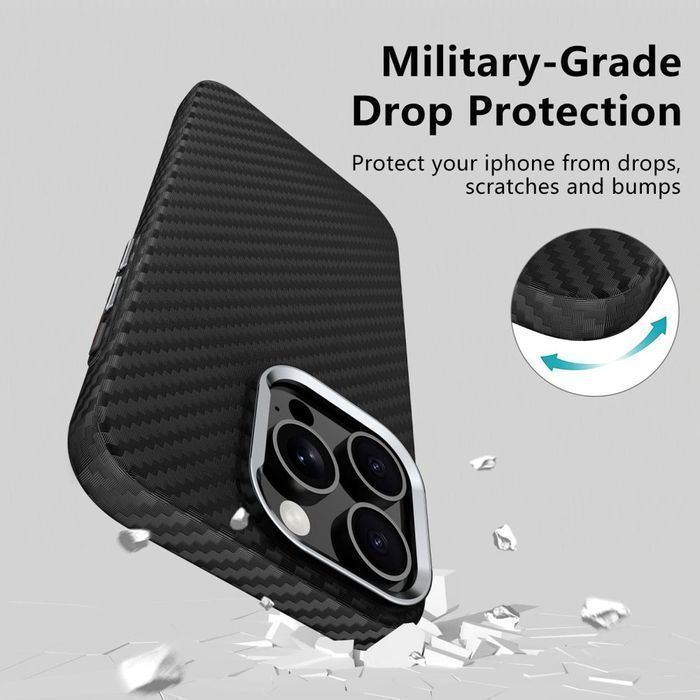 Etui Tech-Protect Ion Carbon MagSafe na iPhone 16 - czarno-szare