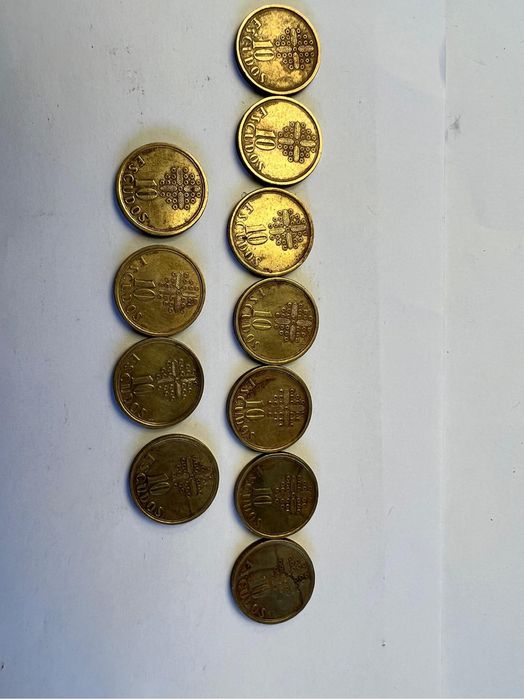 Moedas escudo 5 escudos caravela, 5 escudos bronze, 10 escudos