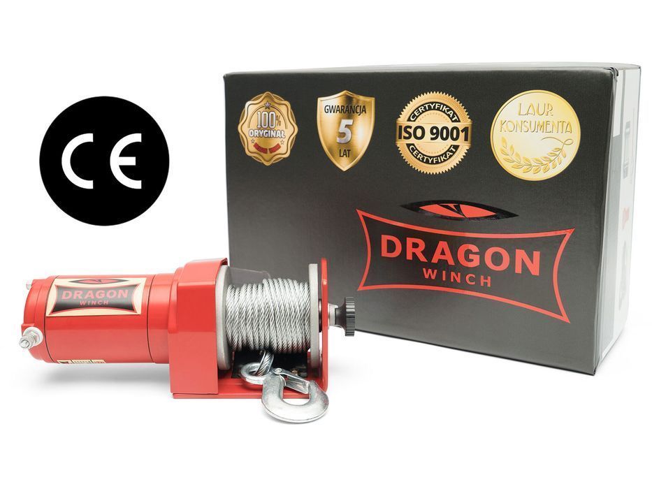~1T WYCIĄGARKA DRAGON 12V ELEKTRYCZNA wciągarka linowa do pługa quada
