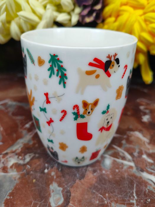 Porcelanowy kubek - Świąteczne psiaki - 360 ml