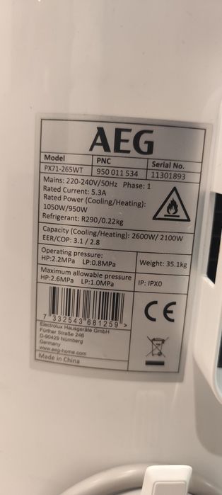 Ar condicionado Portátil AEG 9000 btu