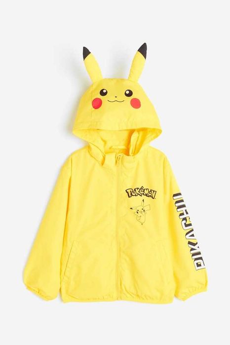 H&M Windbreaker Pikachu– kurtka przeciwdeszczowa wiatrówka roz 134
