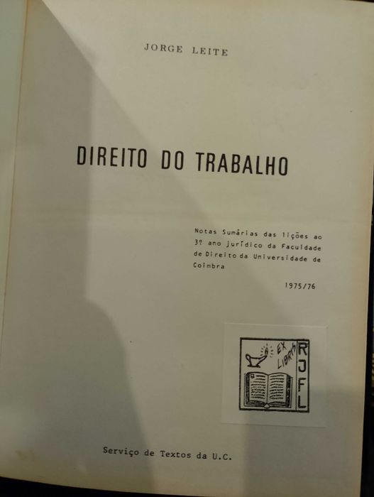Direito do Trabalho 1975/76 Jorge Leite