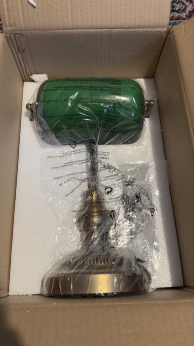 Candeeiro Banqueiro verde vintage (novo com caixa)