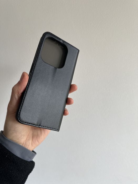 Etui Zamykane Czarne + SZKŁO hartowane do Xiaomi Redmi Note 14 5G