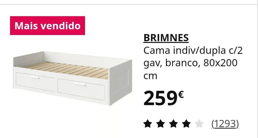 Cama individual com gavetões+cabeceira