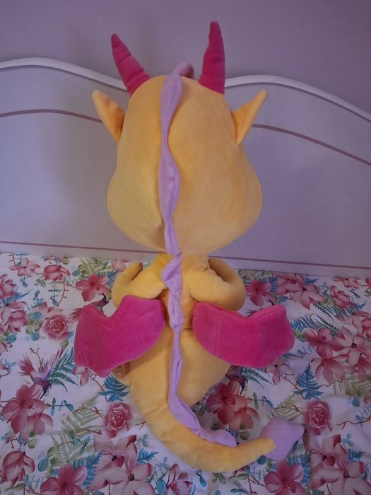 Pluszak smok żółto różowy