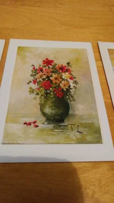 Obrazki olejne na tekturze