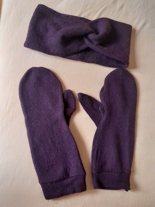 Rękawiczki wełniane plus opaska