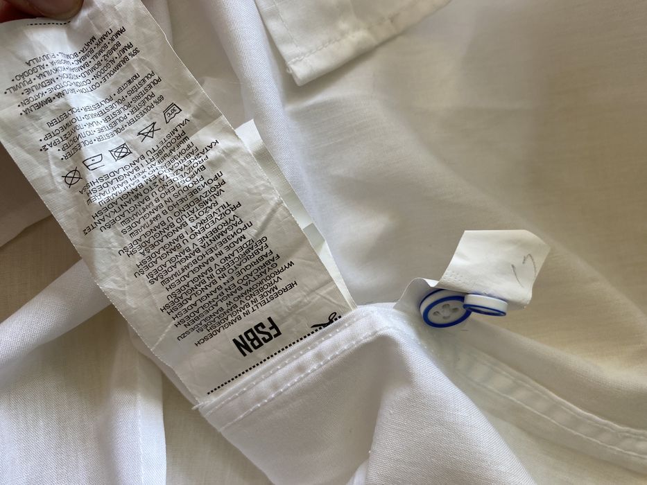 Koszula męska biała na guziki XL elegancka garniturowa niebieskie FSBN