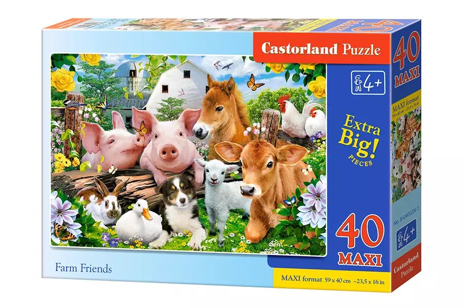Puzzle maxi 40 elementów. Farm Friends. Castorland. Nowy Produkt