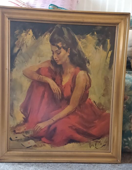 Quadro antigo com gravura a