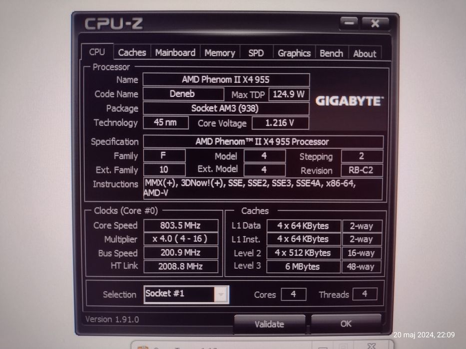 Sprzedam zestaw Phenom II X4 955 BE, Mobo, 8GB RAM