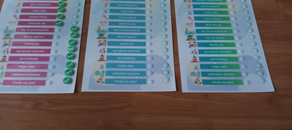 Niebieski plan planer dla dzieci Montessori na rzepy plan dnia