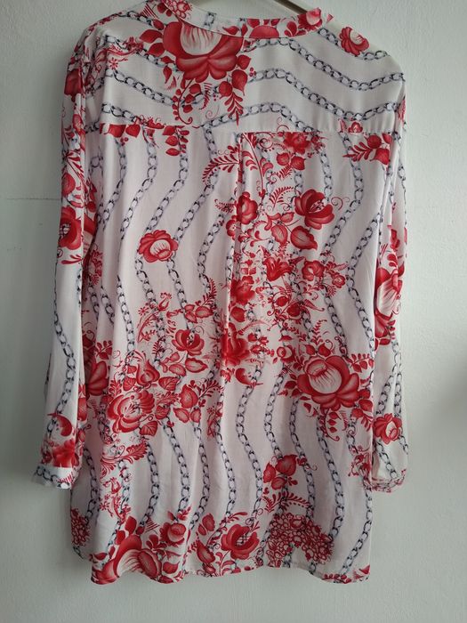 Blusa / Túnica padrão floral, tons vermelhos - Max & Lucas - Tam.XXXL