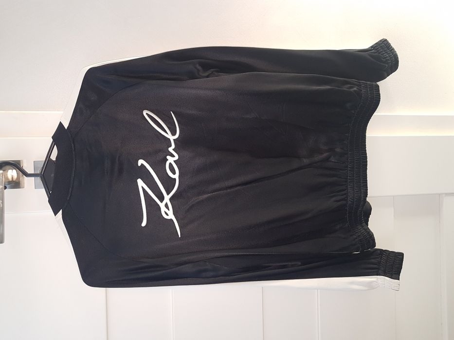 Bluza kurtka bomber satynowa KARL LAGERFELD XS 34 z lampasem