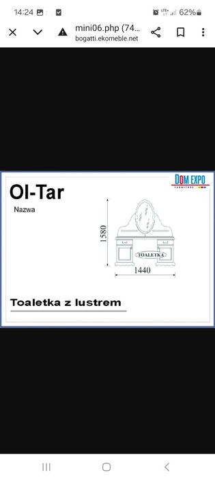 Toaletka OL-Tar Taranko dąb tofi