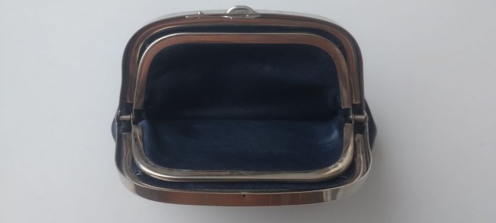 Кожаный Тёмно-синий кошелёк