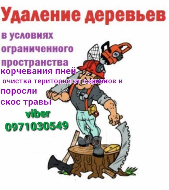 Покос травы , скос травы,  покос газонаспил деревыев демонтаж построек