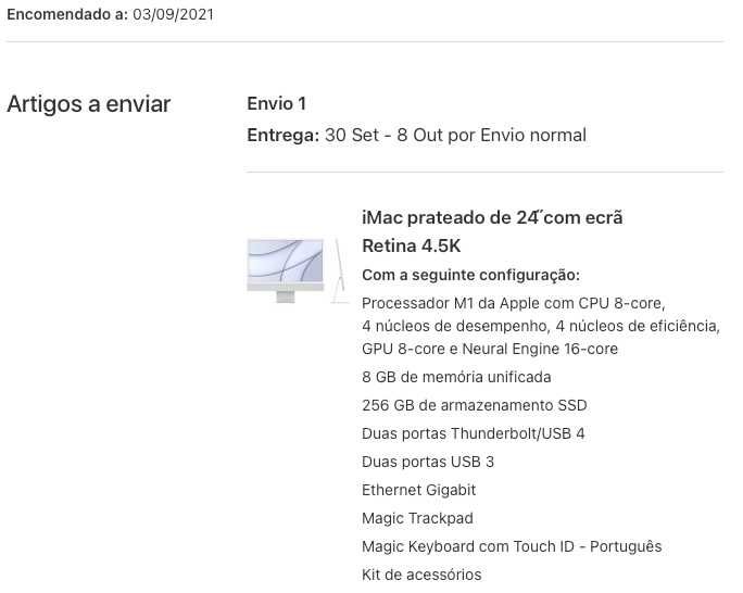 iMac 2021 | M1 | 8GB RAM | 256GB SSD | Teclado e trackpad | Como novo