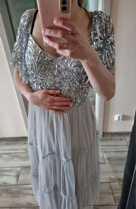 Amelia Rose Sukienka Wieczorowa cekiny siatka L XL