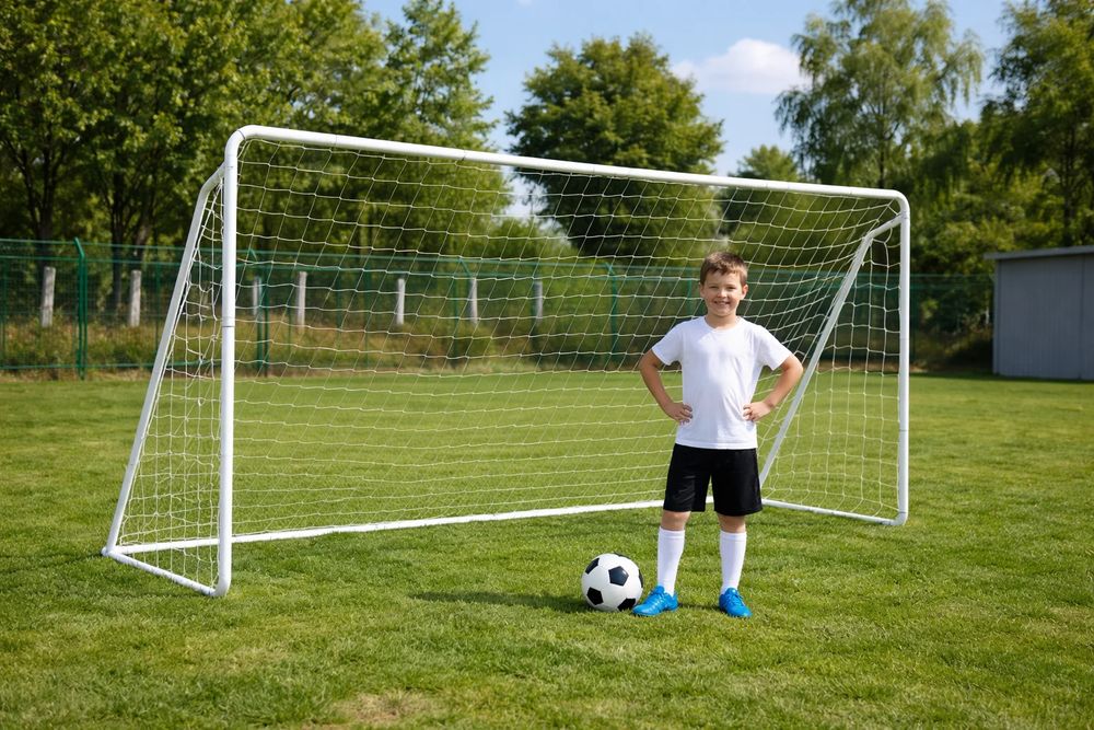 NOWA Stalowa Bramka 240x160 cm Piłkarska Z Siatką Treningową Metalowa Do Gry W Piłkę Nożną Dla Dzieci Do Piłki Nożnej Treningowa OKAZJA! Niska Cena!