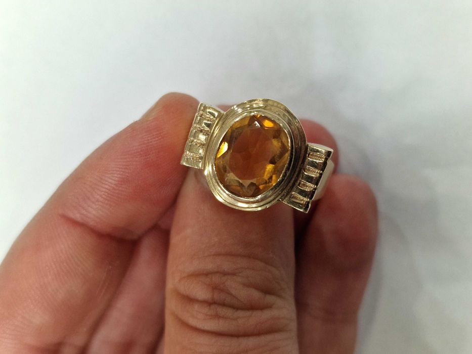 Złoty sygnet męski/ 417/ 10K/ 5.83 gram/ R26/ Cytryn/ XX wiek