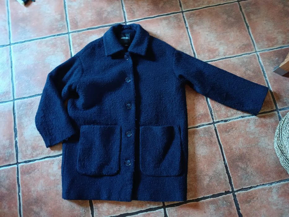 Kurtka granatowa Monki M boucle duże kieszenie